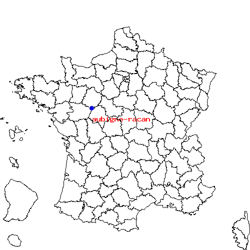 localisation sur le carte de aubigne-racan 