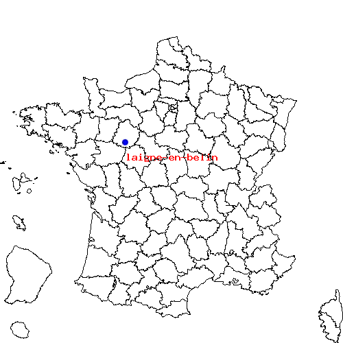 localisation sur le carte de laigne-en-belin 