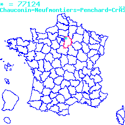 localisation sur le carte de Chauconin-Neufmontiers 77124