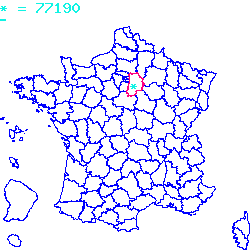 localisation du code postal 77190 Dammarie-les-Lys sur la carte de France localisation sur le carte de Dammarie-les-Lys 77190
