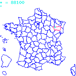 localisation du code postal 88100 Pair-et-Grandrupt sur la carte de France localisation sur le carte de Pair-et-Grandrupt 88100