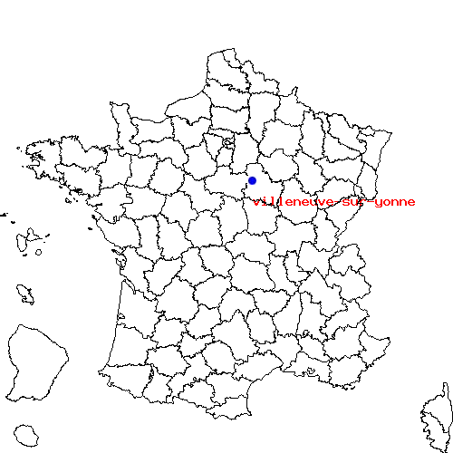 localisation sur le carte de villeneuve-sur-yonne 
